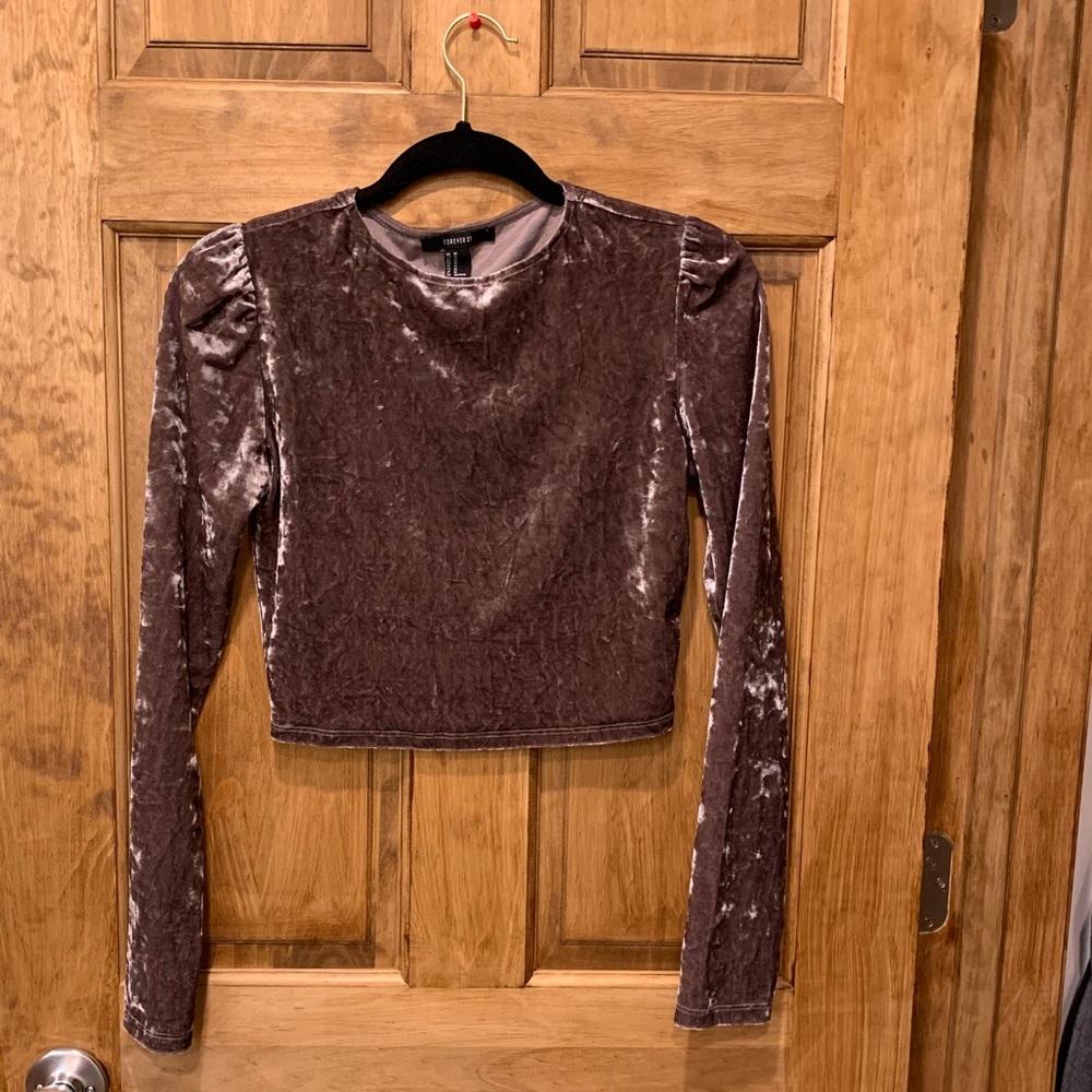 Long Sleeve Velvet Crop